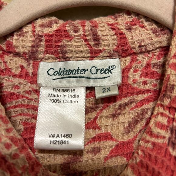 Coldwater Creek Textured Waffle Knit Jacket Womens 2X Pink Floral Paisley Boho - Picture 6 of 6